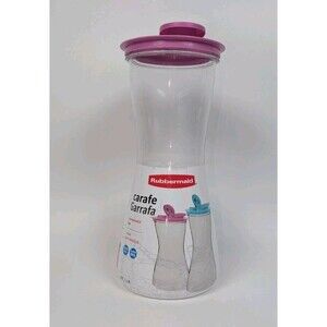 Rubbermaid 2 Qt Clear Plastic Carafe Pitcher Purple Flip Top Lid BPA Free NEW